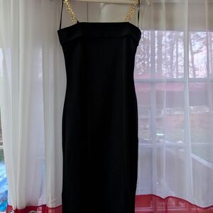 NWT Quiz Elegant Black Dress with Gold Straps Size 8